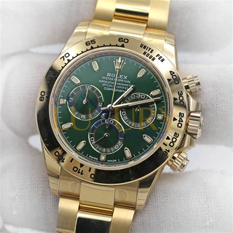 gold green face rolex daytona|18k gold Rolex daytona cosmograph.